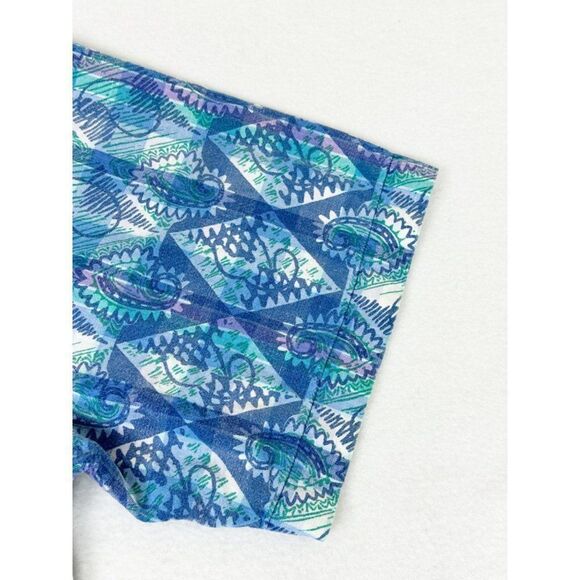 Vintage Chaps Ralph Lauren Shirt Medium Paisley Blue Purple Button Front - Picture 5 of 10